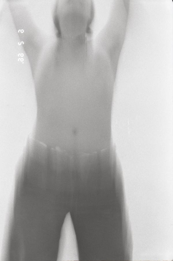 A blurry picture of Lou jumping